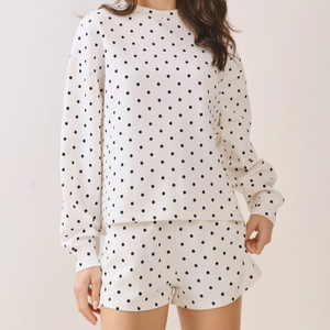 Conjunto de Dos Piezas con Logotipo Personalizado al por Mayor para Mujer, Sudadera Holgada de Manga Larga con Cuello Redondo y Hombros Caídos, Estampado de Puntos - Product Image 6