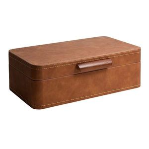 Boîte à bijoux rectangulaire en cuir avec couvercle, design moderne et luxueux, texture crocodile marron, conteneur de rangement multifonction 1 couche - Product Image 2