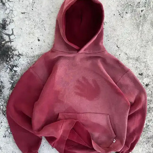 Sweat-shirt vintage délavé de haute qualité 2026, impression personnalisée, coupe oversize sans cordon, avec poche, pull décontracté à capuche pour homme - Product Image 1
