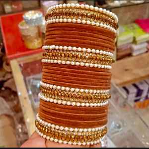 Wholesale Handmade High-grade <b>Indian</b> Style Geometric Churiya <b>Bangle</b> Set Wedding <b>Silver</b> Plated Pearl Trendy Women's Customizable - Product Image 6