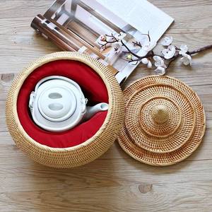 Handmade Oval Natural Rattan Bins Tea <b>Storage</b> <b>Box</b> Handle Eco-friendly Vintage Flexible Design Organizer <b>Storage</b> Baskets Home - Product Image 2