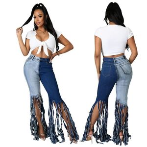 2022 Factory Wholesale Temperament Fashion <b>Stretch</b> Shredded Hollow Pocket Slit Mid Waist Breathable Eco-Friendly <b>Denim</b> Skinny - Product Image 2