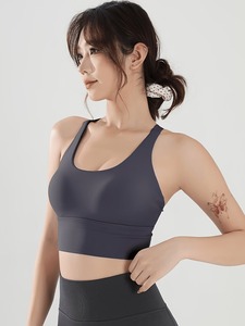 Soutien-gorge de sport croisé pour femme avec large bande sous le buste, haut de yoga et de gym, haute élasticité, coussinets amovibles moulés, bralette de sport - Product Image 4