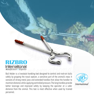 ที่จับวัว สแตนเลส ด้ามยาว พร้อมด้ามจับพีวีซี ใช้ซ้ำได้ ผิวซาติน ความยาวรวม 19 นิ้ว อุปกรณ์จัดการปศุสัตว์ - Product Image 6