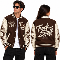 Veste universitaire personnalisée pour homme en laine et coton, col montant, logo brodé sur le devant, style streetwear, hiver