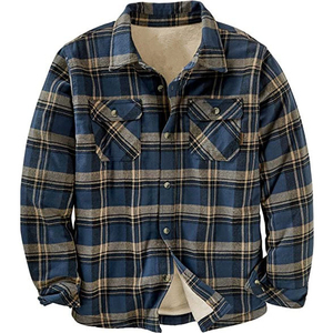 En gros, Shacket en flanelle épaisse à capuche pour homme, à manches longues, à carreaux, boutonné, pour l'hiver, style décontracté - Product Image 5