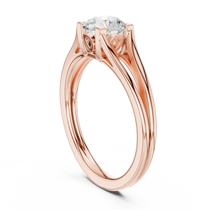 Elegante Anillo de Moissanita con Corte Redondo para Ella - Banda de Promesa de Doble Aro en Plata de Ley Chapada en Oro Rosa de 14K - Product Image 3