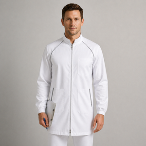 Bata de laboratorio médica de tela de sarga para hombre, antibacteriana, transpirable, uniforme de hospital para médicos y enfermeras, ropa de trabajo elástica y cómoda, resistente a la perforación. - Product Image 1