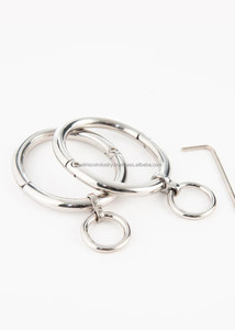 Tobilleras de Acero Inoxidable y Titanio Dorado con Anillo en O, Tobilleras Eternity de 8mm, Bondage para Adultos, Moda BDSM - Product Image 5