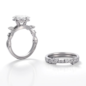 แหวนเพชรแล็บแพลตตินั่ม ชุดเครื่องประดับแฟชั่น พลอยหลัก 4 กะรัต เพชรแล็บทรงเรเดียนท์คัท แหวนหมั้น แหวนแต่งงานสำหรับผู้หญิง - Product Image 3