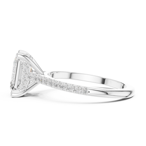 Anillo de Compromiso con Diamante Corte Esmeralda y Diamantes Laterales, Certificado GIA, Joyería Clásica para Mujer - Product Image 5
