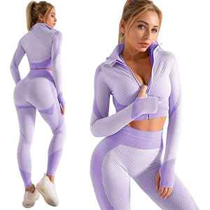 New Seamless Reversible Solid Women's Sports Fitness Mid Waist Plus Size <b>Waterproof</b> 2-Piece 100% Cotton Eco-Friendly Yoga - Product Image 3