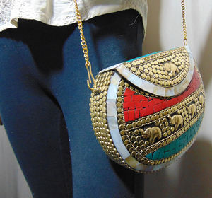 Pochette de Soirée Lowellcraft de Luxe pour Femme, Mini Sac à Main d'Été en Métal Tressé avec Motif Nacre, Portefeuille Élégant - Product Image 2