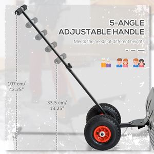 Pala da Neve con Lama da 29 Pollici, Ruote da 10 Pollici, Angolo Regolabile, Manico in Metallo e Legno, Spingipista Manuale, Materiale in Alluminio Nero, Personalizzazione OEM - Product Image 5