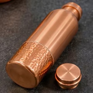 Pure Copper Anti-Corrosion Handmade Hammered Copper Water Bottle with Lids Portable Vintage <b>Drinkware</b> for Travel - Product Image 6