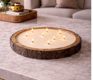 Luxury Modern Wooden Base Candle Bowl For Home Wedding Festive Customized Dough Candle Container For Tabletop Restaurant & Cafes - Product Image 3