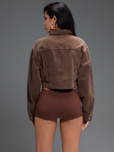 Services OEM : Veste en jean pour femme de qualité supérieure, prix abordable, avec logo personnalisé imprimé, veste en jean courte pour femme - Product Image 2