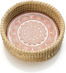 Bread <b>Basket</b> with Terracotta Warmer, Bread <b>Basket</b> for Serving, Sized 11.5" w x 11.5" l x 3.5" h, Indian Inspired Mandala Design - Product Image 4