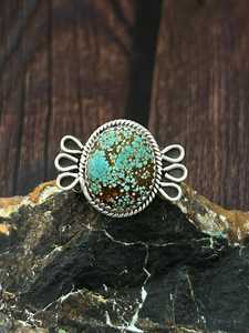 Number 8 Turquoise Adjustable <b>Ring</b> Handcrafted Sterling <b>Silver</b> Southwestern Western Boho Artisan <b>Statement</b> Jewelry - Product Image 5