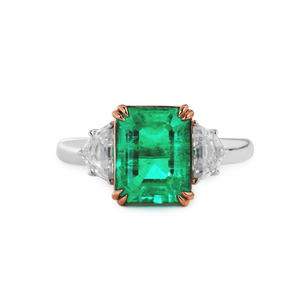 Wholesale 2ct Emerald Cut Lab Grown 18K <b>Two</b> tone Gold <b>Ring</b> Luxury Cadillac Cut Lab Diamond Three <b>Stone</b> statement engagement <b>ring</b> - Product Image 3