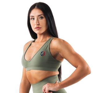 Sujetador Deportivo con Escote Profundo en V para Mujer, Color Verde Oliva, Sujetador Deportivo con Soporte, Transpirable, para Entrenamiento, Running, Yoga, Ropa Deportiva - Product Image 4