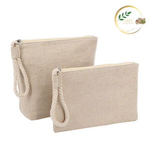 Bolsa de Maquillaje de Yute Natural Resistente con Cierre, Bolsa Organizadora de Cosméticos Ecológica - Product Image 2