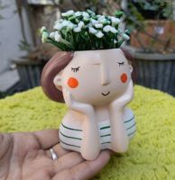 Macetas Decorativas Ecológicas de Resina para Jardín y Hogar, Precio al por Mayor, Regalo, Acabado Glaseado Ligero, Maceta de Escritorio para Interiores