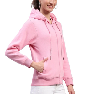 Sudadera con capucha rosa al por mayor 2026, ajuste regular, de algodón, forro polar, color liso, informal, unisex, para otoño - Product Image 3