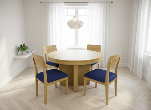 Ensemble de table à manger ronde moderne avec 4 chaises en frêne massif et placage MDF, durable et léger - Product Image 4