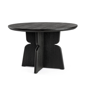Wooden Foldable 4-Seater Eco-Friendly Dining Table Modern New Design Deep Black Sandblasted Finish Stylish Pedestal Base <b>Home</b> - Product Image 4
