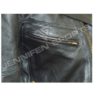 Chaqueta de Cuero Vacuno Negra de Alta Calidad para Motocicleta, con Solapa, Estilo Casual, Cierre Diagonal, para Hombre, Gruesa y Resistente - Product Image 5