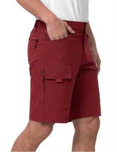 Pantalones cortos cargo de senderismo transpirables de cintura media para hombre, de secado rápido, para trabajo, golf, casuales, negros, con múltiples bolsillos. - Product Image 2