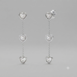 <b>Heart</b> Shape 925 Sterling Silver Drop <b>Earrings</b> With Mother Of Pearl Inlay For Women's Wedding Jewelry - Product Image 3