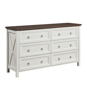 Cassettiera Rustica in Legno a 6 Cassetti Stile Fattoria, Ampio Organizer per Camera da Letto e Soggiorno - Product Image 1