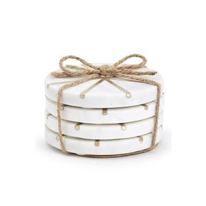 Sous-verres en marbre durables et écologiques, ensemble de sous-verres en pierre naturelle lavables pour un usage quotidien - Product Image 1