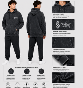 เสื้อฮู้ดดี้ผู้ชาย SINEWY SPORTS รุ่นวินเทอร์ ดิจิตอล แอซิดวอช ทรงปกติ สวมใส่สบาย มีฮู้ด ปักโลโก้ กระเป๋าจิงโจ้ ระบายอากาศได้ดี - Product Image 1