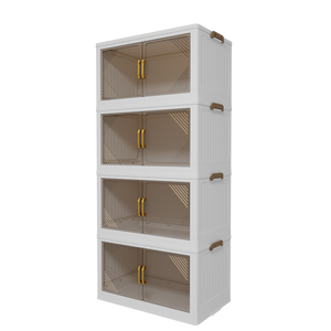 Scatola portaoggetti pieghevole trasparente da 383 QT, 25,6 pollici di larghezza, a 4 livelli, grande capacità, organizer portatile per armadio, facile accesso, salvaspazio - Product Image 4
