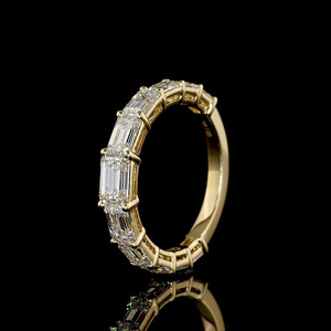 Lab Grown <b>Emerald</b> Cut Diamond Eternity Band <b>Ring</b> 10K 14K 18K Gold 925 935 <b>Silver</b> Engagement Party Luxury Wedding Anniversary - Product Image 4