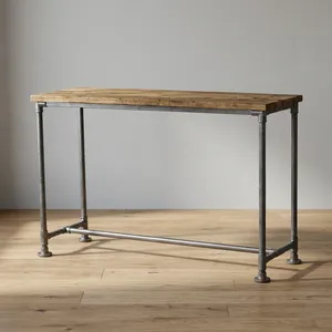 Industrial Iron Wooden <b>Console</b> <b>Table</b> Rustic <b>Reclaimed</b> <b>Wood</b> Top Metal Pipe Frame Entryway Hallway Furniture Modern Design - Product Image 1