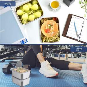 Juego de Loncheras Herméticas para Refrigerios, Oficina, Escuela, Viajes, Recipientes Reutilizables de Metal para Almacenamiento de Alimentos, Apilables, Precio al por Mayor - Product Image 2