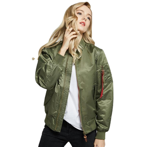 Smooth Texture Ribbed Collar Comfortable Fit Fashion Apparel <b>Women</b> <b>Bomber</b> <b>Jacket</b> Premium Satin Outerwear Lightweight Fabric - Product Image 5