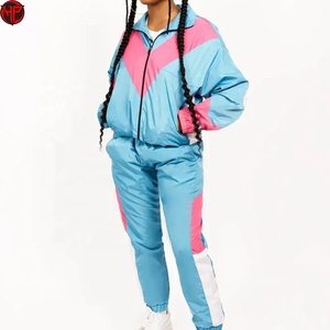 Women's Color Block Tracksuit Lightweight Polyester Nylon <b>Jogger</b> Set <b>Zip</b> Up Athletic Wear Custom Logo Windbreaker Set - Product Image 2