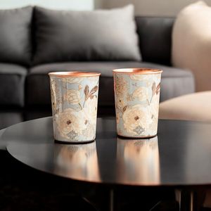 Eleve su colección de vasos con nuestro exquisito vaso de vidrio floral chapado en oro de cobre puro, maestrosmente elaborado a mano por expertos artesanos. - Product Image 1