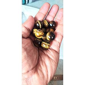 Sphère en œil de tigre jaune sculptée en gros, 15-17 mm, sans trou, sans perçage, décoration Feng Shui pour la maison, artisanat en cristal, minéraux - Product Image 2