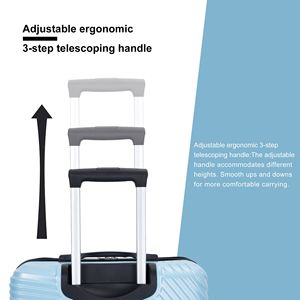 3 pezzi di peso leggero PC + ABS set bagaglio Aqua blu Spinner valigia con due ganci dimensioni 20/24/28 - Product Image 5