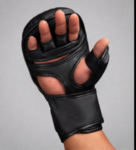 Gants de grappling MMA en fibre de carbone noire, finition mate, demi-doigts, équipement d'entraînement - Product Image 2
