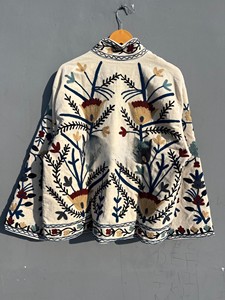 Traditional Hand-Embroidered Off-<b>White</b> Velvet <b>Jacket</b> for Women Kashmiri Aari Work Ethnic Winter Wear Overcoat - Product Image 2