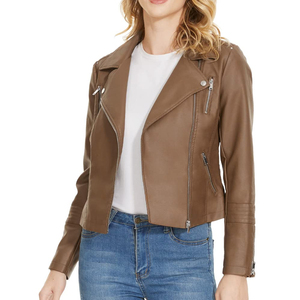 High Quality Women Genuine <b>Leather</b> Woven Breathable <b>Jacket</b> Custom Fashion Coat OEM ODM Private Label Logo Wholesale Factory - Product Image 5