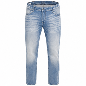 Jeans de Mezclilla Azul Claro Personalizados para Hombre, Estilo Urbano, Jeans Lavados, Jeans Negros Desgastados, Jeans de Algodón de Alta Calidad - Product Image 1