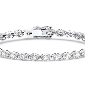 REYES Customizable 7Ct Oval Cut Moissanite Box Lock Tennis <b>Bracelet</b> in 925 Sterling Silver Perfect Anniversary Gift for Wife - Product Image 3